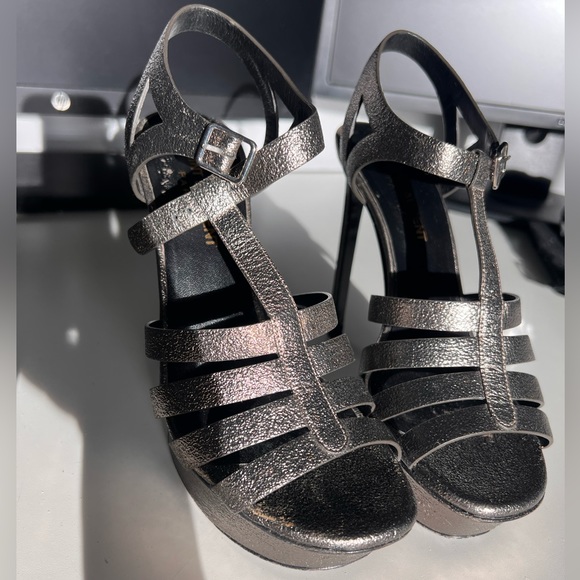 Saint Laurent platform chrome heels size 36.5 - Picture 2 of 10